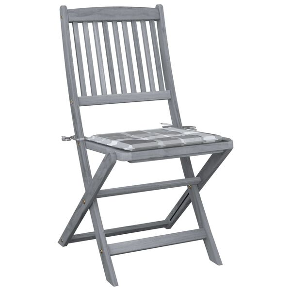 vidaXL Sklopive vrtne stolice s jastucima 4 kom masivno bagremovo drvo