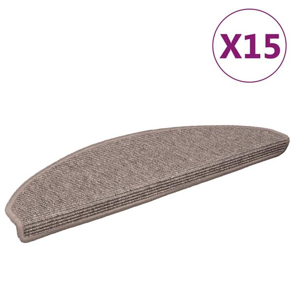 vidaXL Prostirke za stepenice 15 kom 65x21x4 cm tamno bež poluokrugle velike