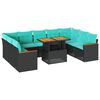 vidaXL 10-dijelni set vrtnih sofa s jastucima crni od poliratana