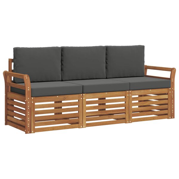 vidaXL Setovi sofa 3 pcs Prirodna i antracit Čvrsto drvo akacije