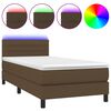 vidaXL Krevet box spring s madracem LED tamnosmeđi 90x200 cm tkanina