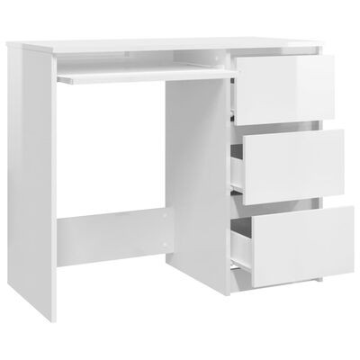vidaXL Radni stol visoki sjaj bijeli 90 x 45 x 76 cm od iverice