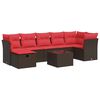 vidaXL 8-dijelni set vrtnih sofa s jastucima smeđi od poliratana