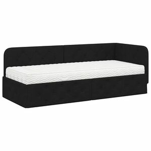 vidaXL Kutni okvir kreveta Crna 80 x 200 cm tkanina