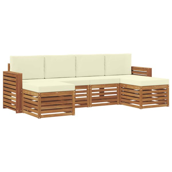 vidaXL Setovi sofa 6 pcs Prirodna i krem Čvrsto drvo akacije