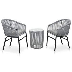 vidaXL 3-dijelni bistro set od PE ratana s jastucima sivi