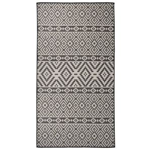 vidaXL Vanjski tepih ravnog tkanja 80 x 150 cm crne pruge