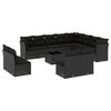 vidaXL 13-dijelni set vrtnih sofa s jastucima poliratan crni