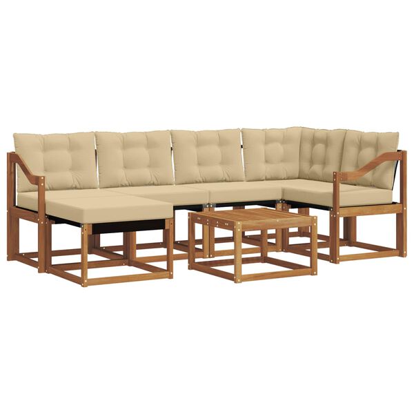 vidaXL Set vanjskih sofa s jastukom 7 pcs Prirodna i bež