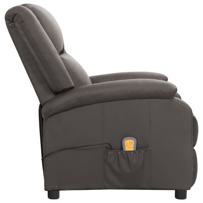 vidaXL Masažna fotelja od prave kože siva
