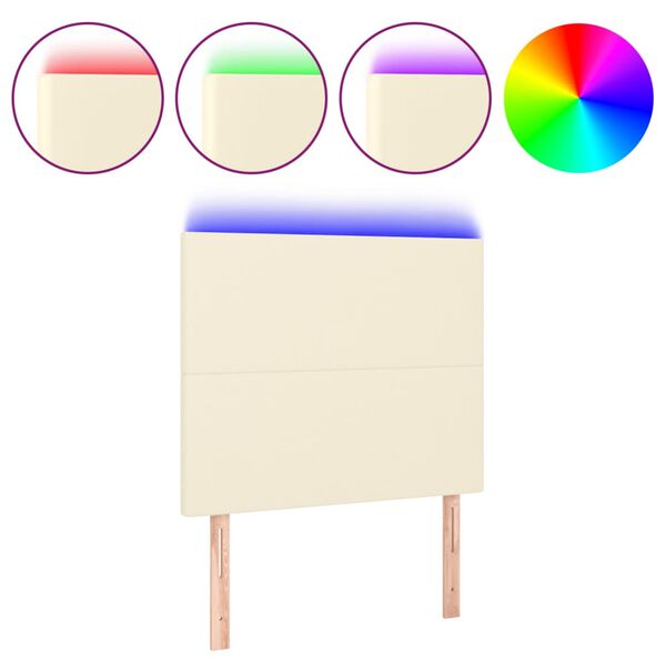 vidaXL LED uzglavlje krem 80x5x118/128 cm od umjetne kože