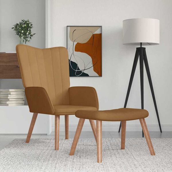 vidaXL Stolica za opu&scaron;tanje s osloncem za noge smeđa bar&scaron;unasta