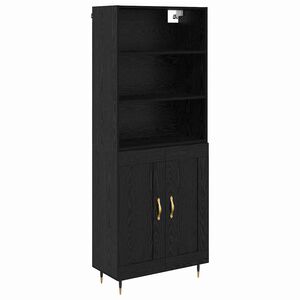 vidaXL Highboard Crni hrast 69,5 x 34 x 180 cm Konstruirano drvo