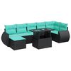 vidaXL 8-dijelni set vrtnih sofa od poliratana s jastucima crni bagrem
