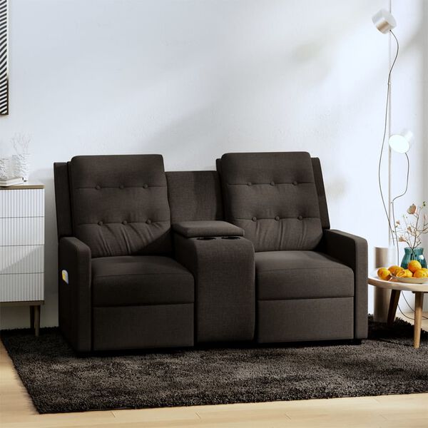 vidaXL Masažni dvosjed s držačem čaša smeđi