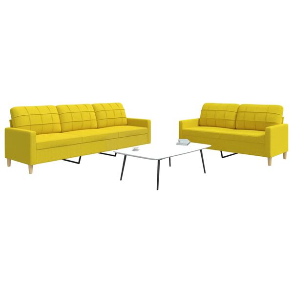 vidaXL 2-dijelni set sofa svjetložuti od tkanine