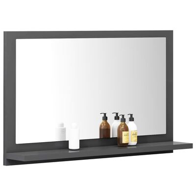 vidaXL Kupaonsko ogledalo sivo 60 x 10,5 x 37 cm konstruirano drvo