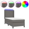 vidaXL Krevet box spring s madracem LED sivi 90x200 cm od umjetne kože