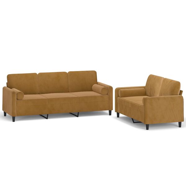 vidaXL 2-dijelni set sofa s jastucima Smeđa bar&scaron;unasti