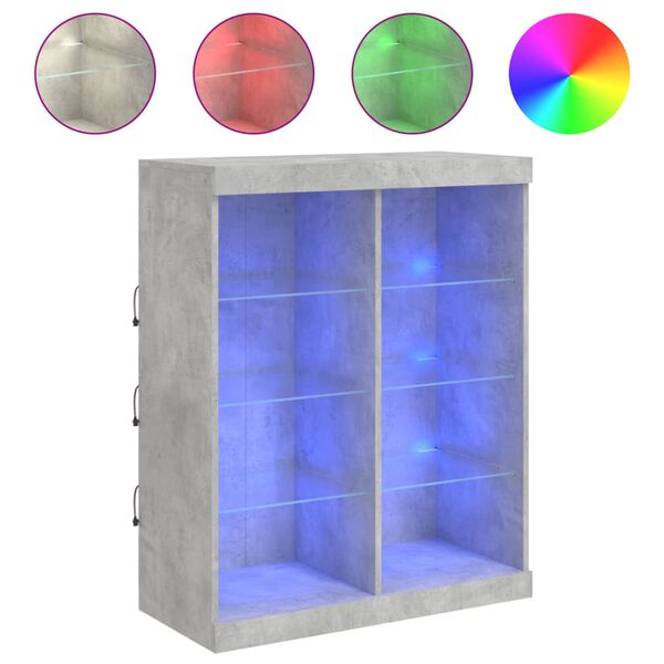 vidaXL Komoda s LED svjetlima siva boja betona 81x37x100 cm