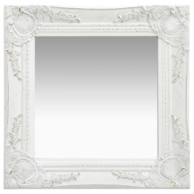 vidaXL Zidno ogledalo u baroknom stilu 40 x 40 cm bijelo