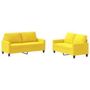 vidaXL 2-dijelni set sofa s jastucima svjetložuti od tkanine