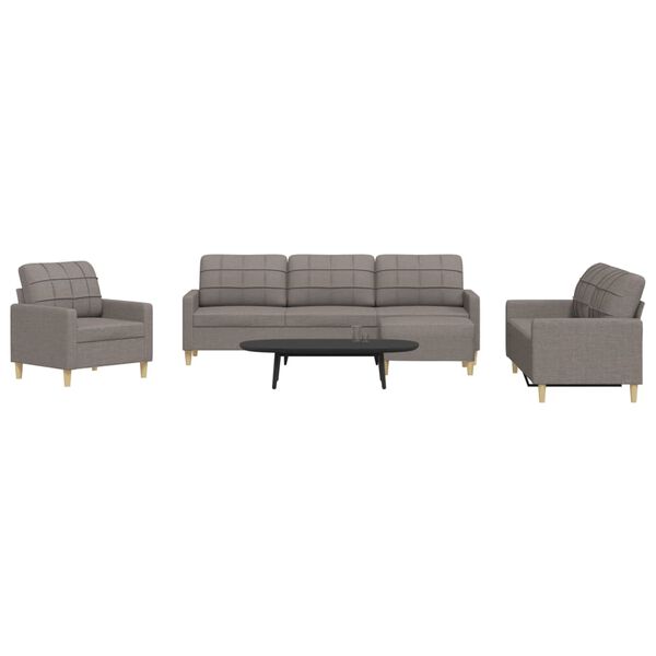vidaXL 4-dijelni set sofa s tabureom smeđesivi od tkanine