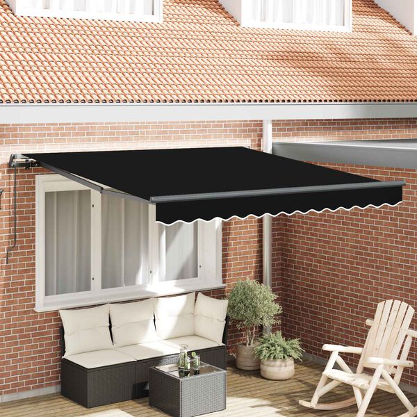vidaXL Skrovita tenda Crna 300 x 250 cm Poliester i čelik