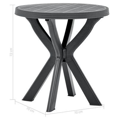vidaXL Bistro stol antracit Ø 70 cm plastični