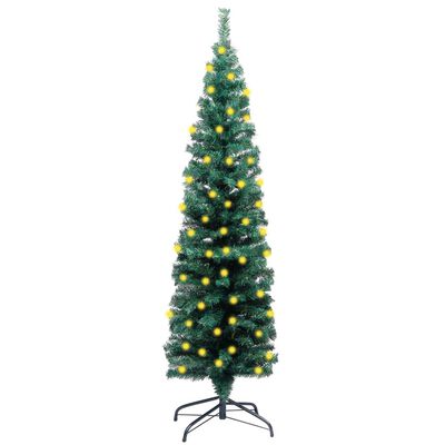vidaXL Tanko umjetno osvijetljeno božićno drvce zeleno 150 cm PVC