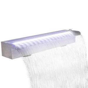 Pravokutna fontana za bazen s LED svjetlom nehrđajući čelik 60 cm
