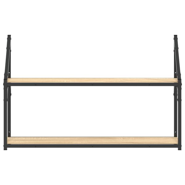 vidaXL Zidne police 2 razine boja hrasta 80x21x51 cm konstruirano drvo
