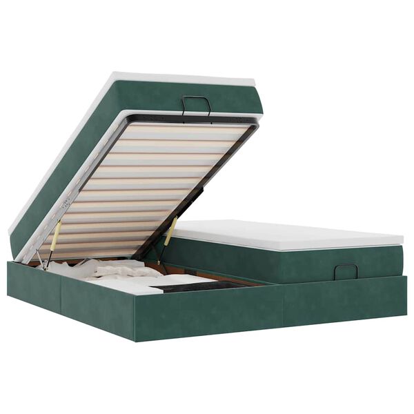 vidaXL Okvir kreveta s madracima tamnozeleni 180x200cm baršunasti