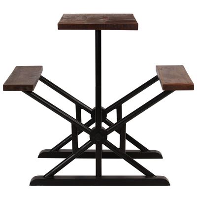 vidaXL Barski stol s klupama od masivnog drva 120 x 50 x 107 cm