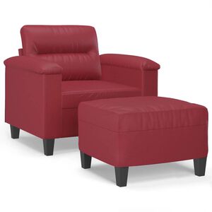 vidaXL Fotelja s tabureom crvena boja vina 60 cm od umjetne kože