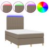 vidaXL Krevet box spring s madracem LED smeđesivi 120 x 200 cm tkanina