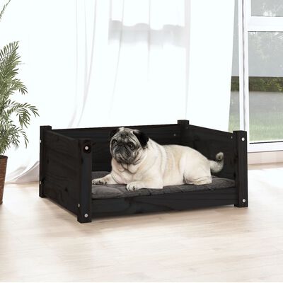 vidaXL Krevet za pse crna 65,5 x 50,5 x 28 cm od masivne borovine