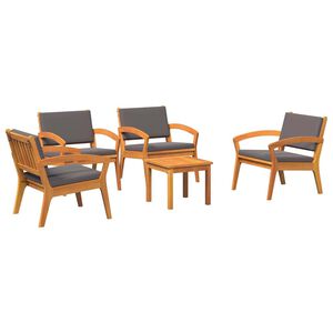 vidaXL Bistro set s jastukom 5 pcs Smeđa Poliester