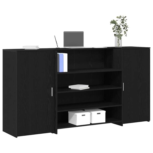 vidaXL Recepcijski stol crni hrast 200x50x103,5 cm inženjerski drvo