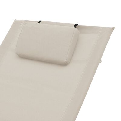 vidaXL Ležaljka za sunčanje s jastukom krem od tekstilena