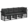 vidaXL Set vanjskih sofa s jastukom 4 pcs Crna Poliester