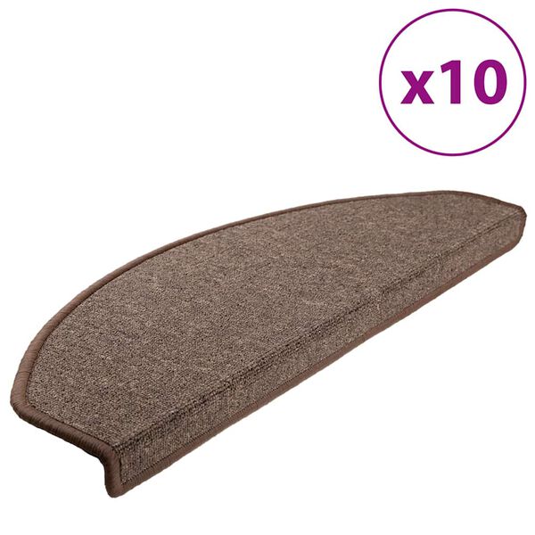 vidaXL Prostirke za stepenice 10 kom 65x24x4 cm boje kave, poluokrugle, velike