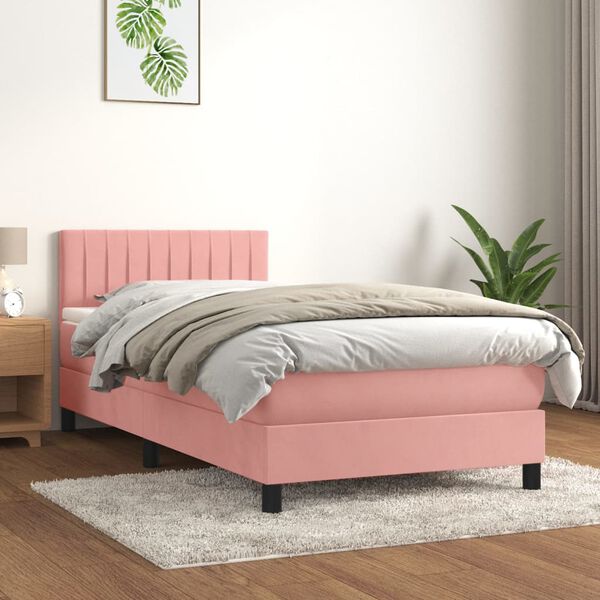 vidaXL Box spring krevet s madracem ružičasti 80 x 200 cm bar&scaron;unasti