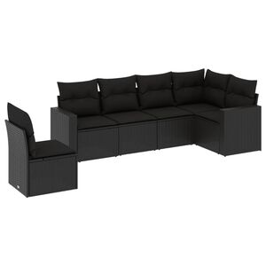 vidaXL 6-dijelni set vrtnih sofa s jastucima crni od poliratana