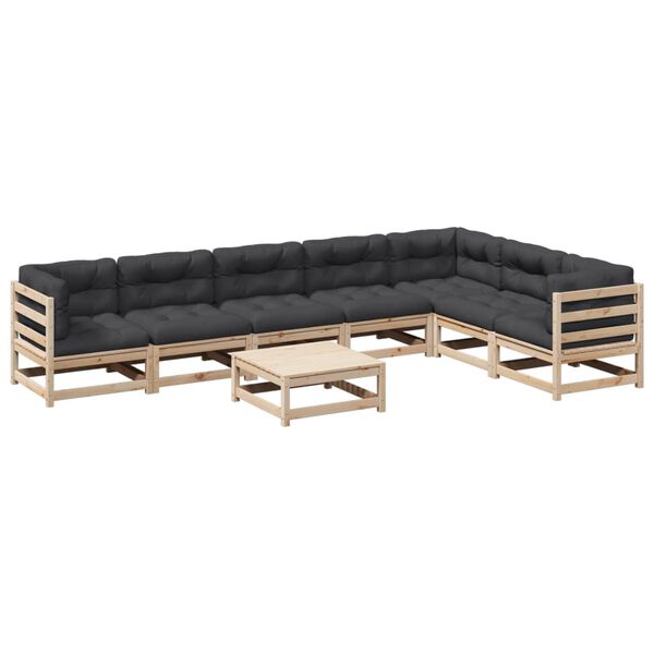vidaXL 8-dijelni set vrtnih sofa s jastucima od masivne borovine