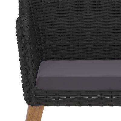 vidaXL 5-dijelni vrtni blagovaonski set s jastucima crni
