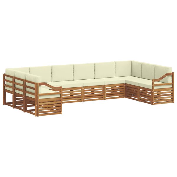vidaXL Setovi sofa 10 pcs Prirodna i krem Čvrsto drvo akacije