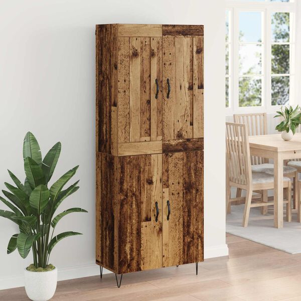 vidaXL Highboard Staro drvo 69,5 x 34 x 180 cm Konstruirano drvo