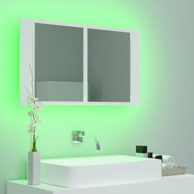 vidaXL LED kupaonski ormarić s ogledalom bijeli 80x12x45 cm akrilni