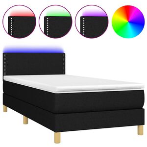 vidaXL Krevet box spring s madracem LED crni 80 x 200 cm od tkanine